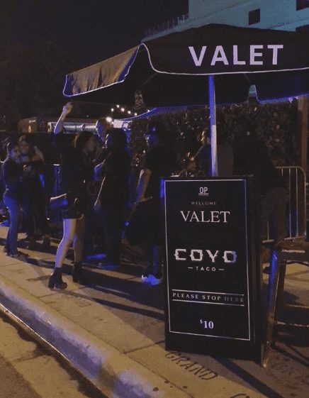 Portable Valet Podium at Coyo Taco Restaurant
