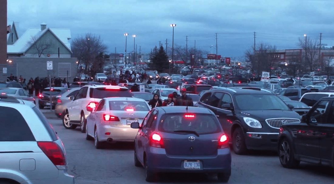 Toronto Mall Parking Lot During the Holidays
