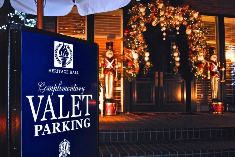 Soooner Valer portable Podium at Heritage Hall During Christmas
