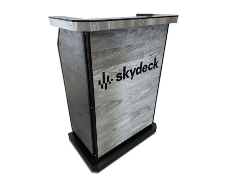 Custom Deluxe Valet Podium in Pepper Planked Alona Laminate Panels
