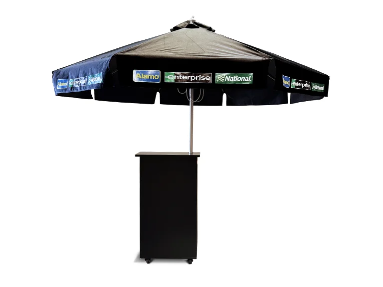 Standard Podium with Transaction Counter and Black Umbrella